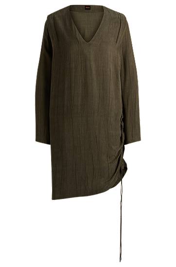 Obleke BOSS Midi Dress with Drawcord Zelena | 50524225