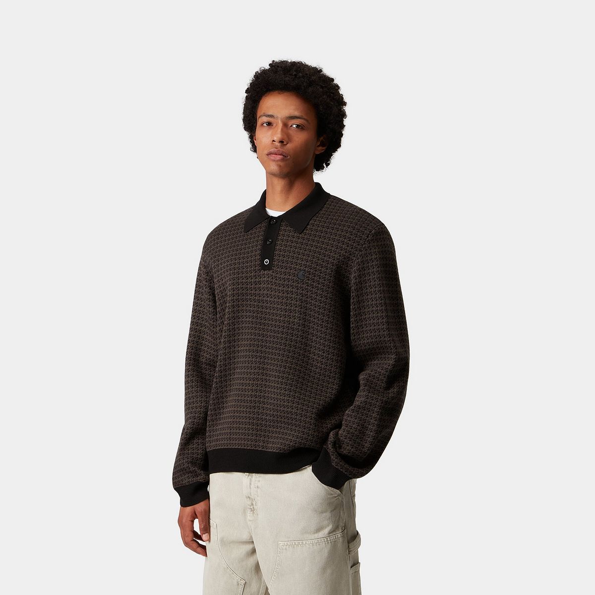 Polo majica Carhartt WIP L/S Lowis Polo Houndstooth Večbarvna | I035395_10, 0