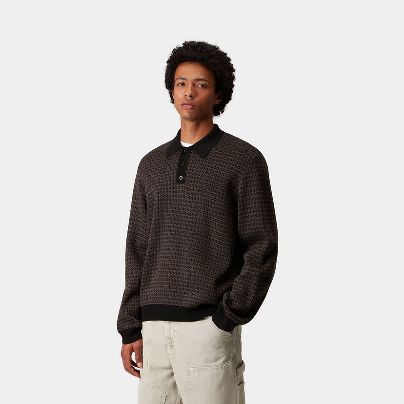 Polo majica Carhartt WIP L/S Lowis Polo Houndstooth Večbarvna | I035395_10