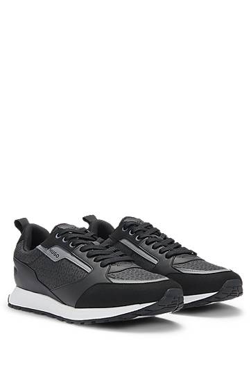 Oblačila BOSS HUGO Mixed-Material Monogrammed Upper Črna | 50536205
