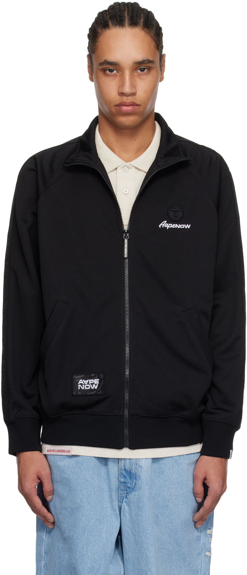 Vetrovka AAPE by A Bathing Ape AAPE by A Bathing Ape 'AAPE Now' Zip-Up Track Jacket Črna | AAPSWMC319XXNBKX