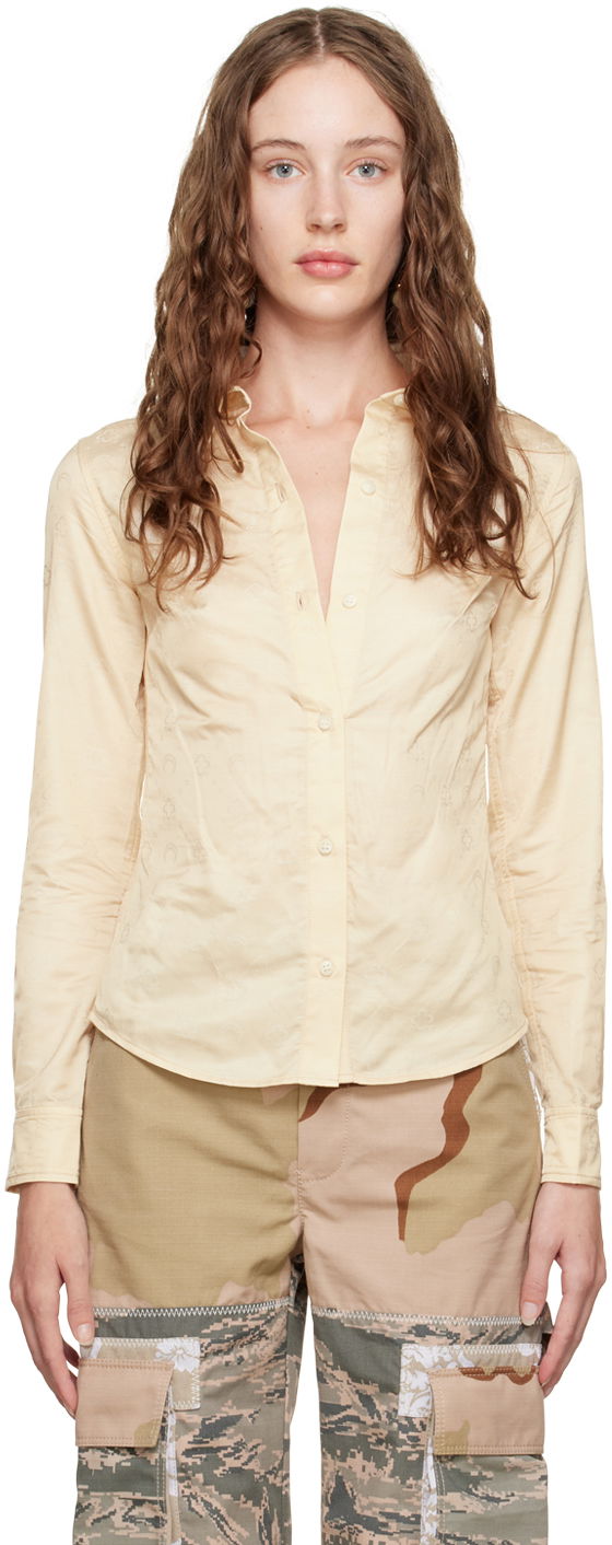 Srajce Marine Serre Marine Serre Moonogram Button-Down Shirt Rumena | T319FW22W