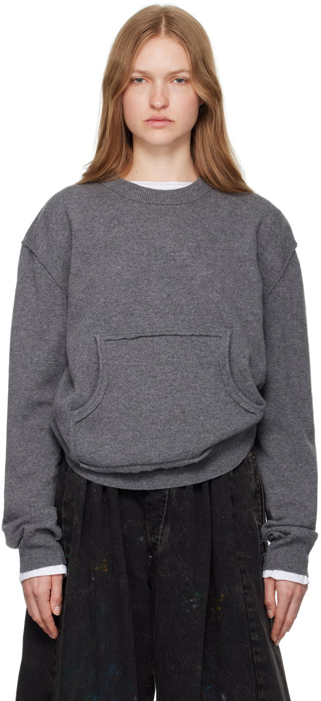 Pleteni pulover Maison Margiela Kangaroo Pocket Sweater Siva | S50HL0027 M13060