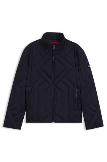 Jakna BOSS Quilted Satin Water-Repellent Jacket Mornarica | 50546223