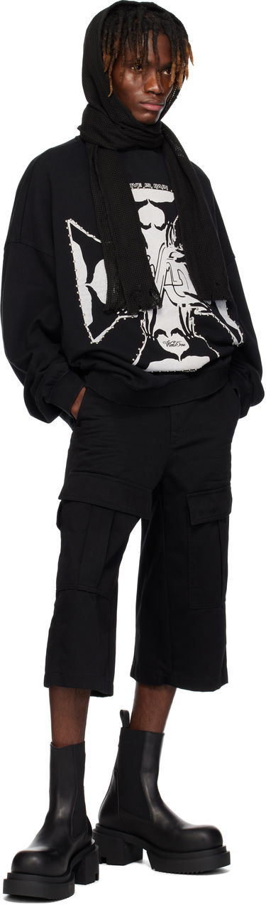 Pulover We11done We11done Heart-Cross Long-Sleeved Muffler Hoodie Črna | WD-TH0-25-845-U-BK, 3