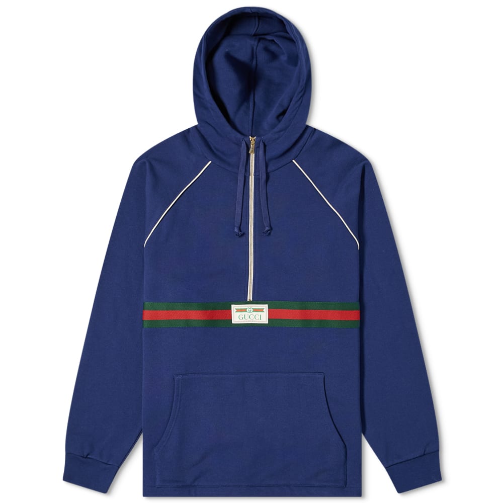 Pulover Gucci Gucci GRG Detail Half Zip Hoodie Modra | 645320-XJDAK-4397, 0