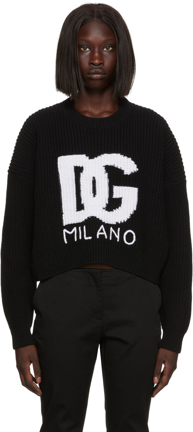 Pleteni pulover Dolce & Gabbana Cropped Sweater Črna | FX334Z JBVX5