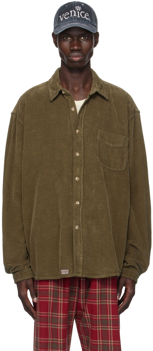 Srajce ERL Corduroy Button-Up Shirt Zelena | ERL09B009