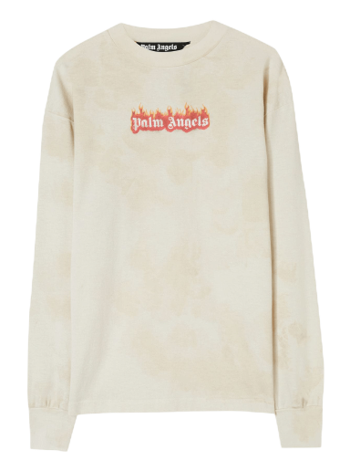 Majica Palm Angels Long Sleeve Burning Logo Classic Tee Bež | PMAB002F22JER0020310
