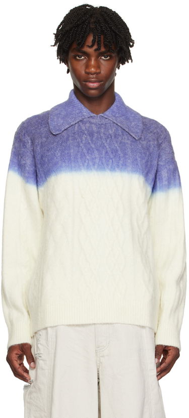 Pleteni pulover ADER ERROR Gradient Oversized Polo Sweater Modra | BMADFWKT0101IV, 0