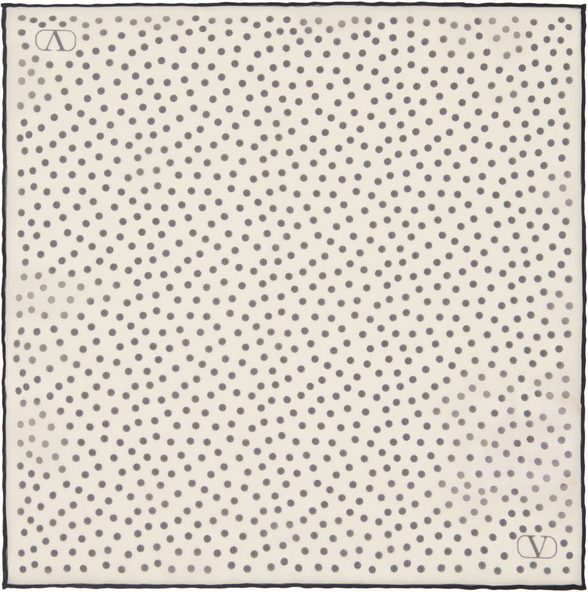 Šala Valentino Valentino Garavani Chez Silk Pocket Square with Polka Dots Bela | 6W0EX002XFR