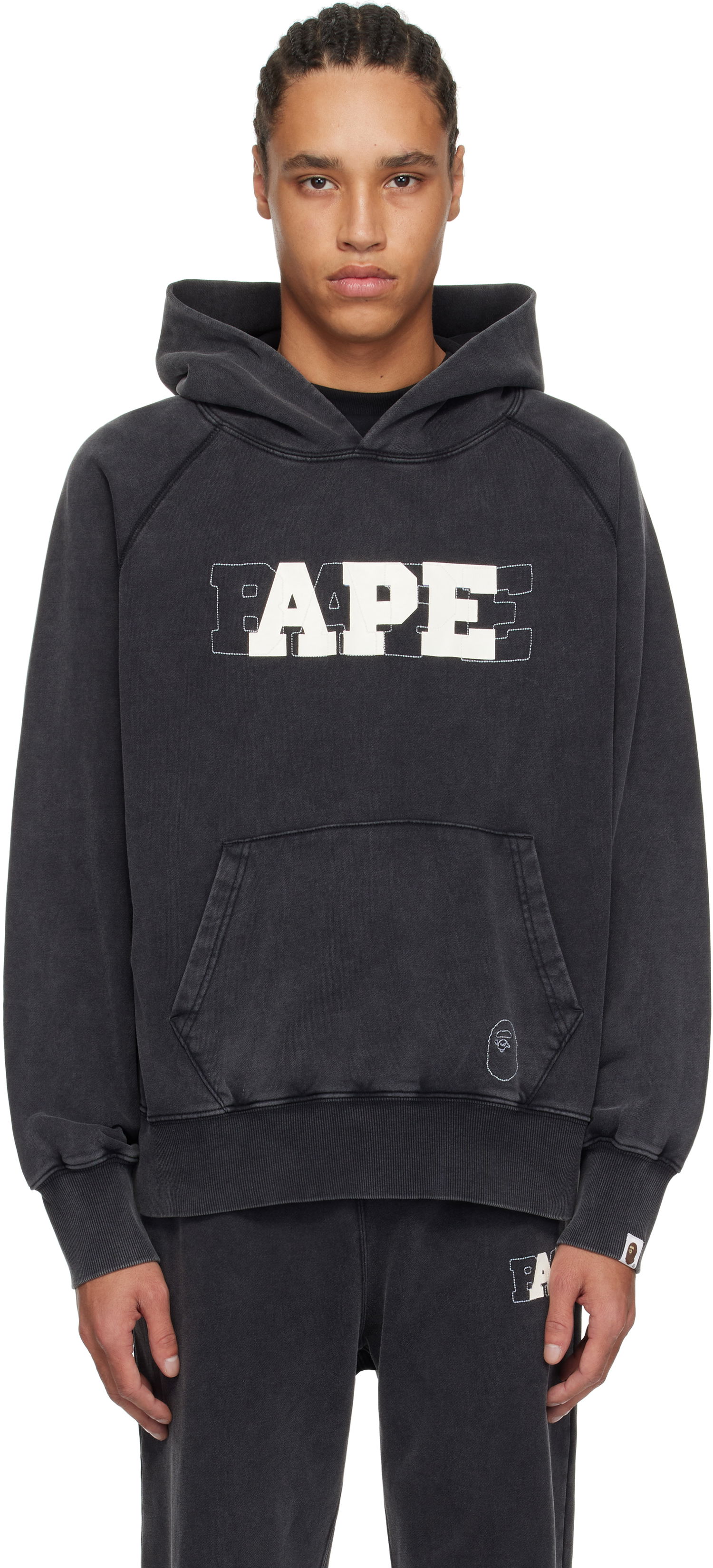 Pulover BAPE A Bathing Ape Washed Effect Relaxed Fit Hoodie Črna | 001PPK801001M, 0
