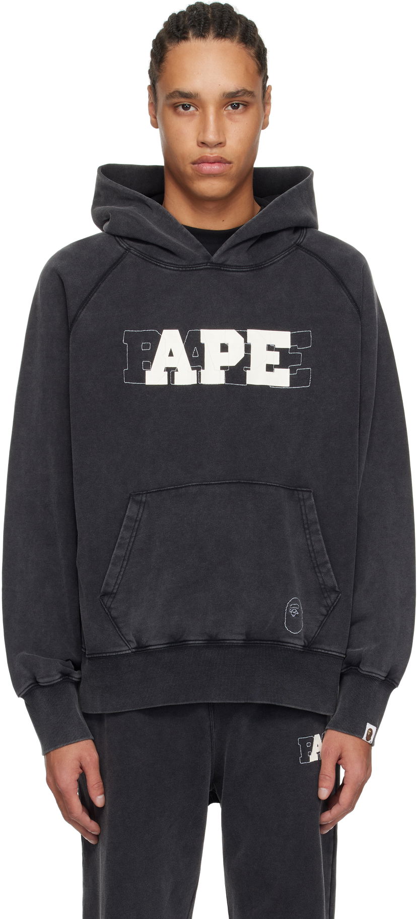Pulover BAPE A Bathing Ape Washed Effect Relaxed Fit Hoodie Črna | 001PPK801001M