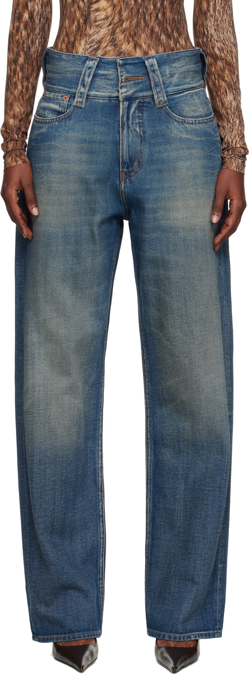 Kavbojke Maison Margiela MM6 Maison Margiela 5-Pocket Slub Jeans Modra | S52LA0259 M30017