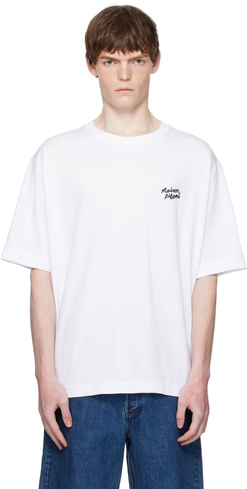 Majica MAISON KITSUNÉ Maison Kitsuné Handwriting Oversized T-Shirt Bela | PM00110KJ0119