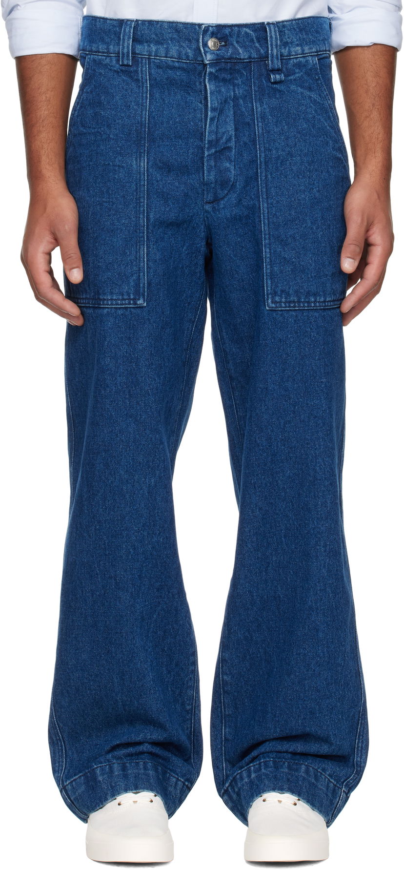 Kavbojke MAISON KITSUNÉ Workwear Jeans Modra | NM01108WW5023