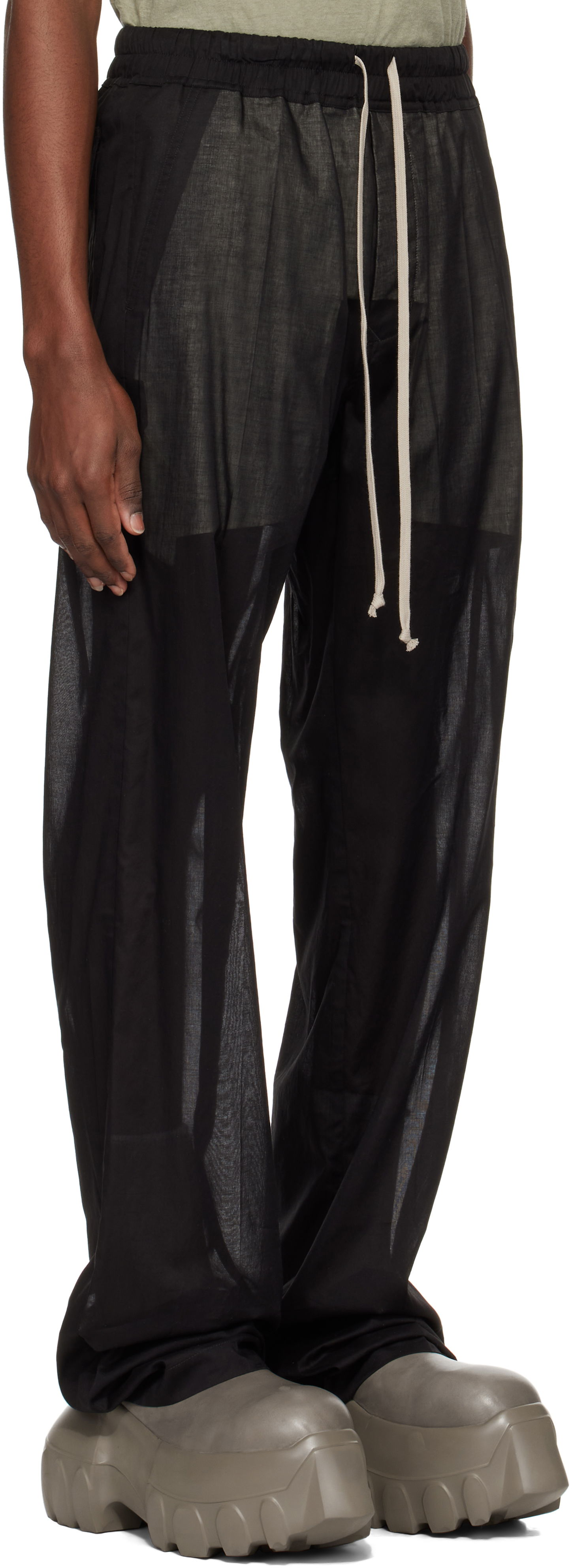 Hlače Rick Owens Rick Owens Hollywood Dietrich Drawstring Trousers Črna | RU01E5378 CV, 1