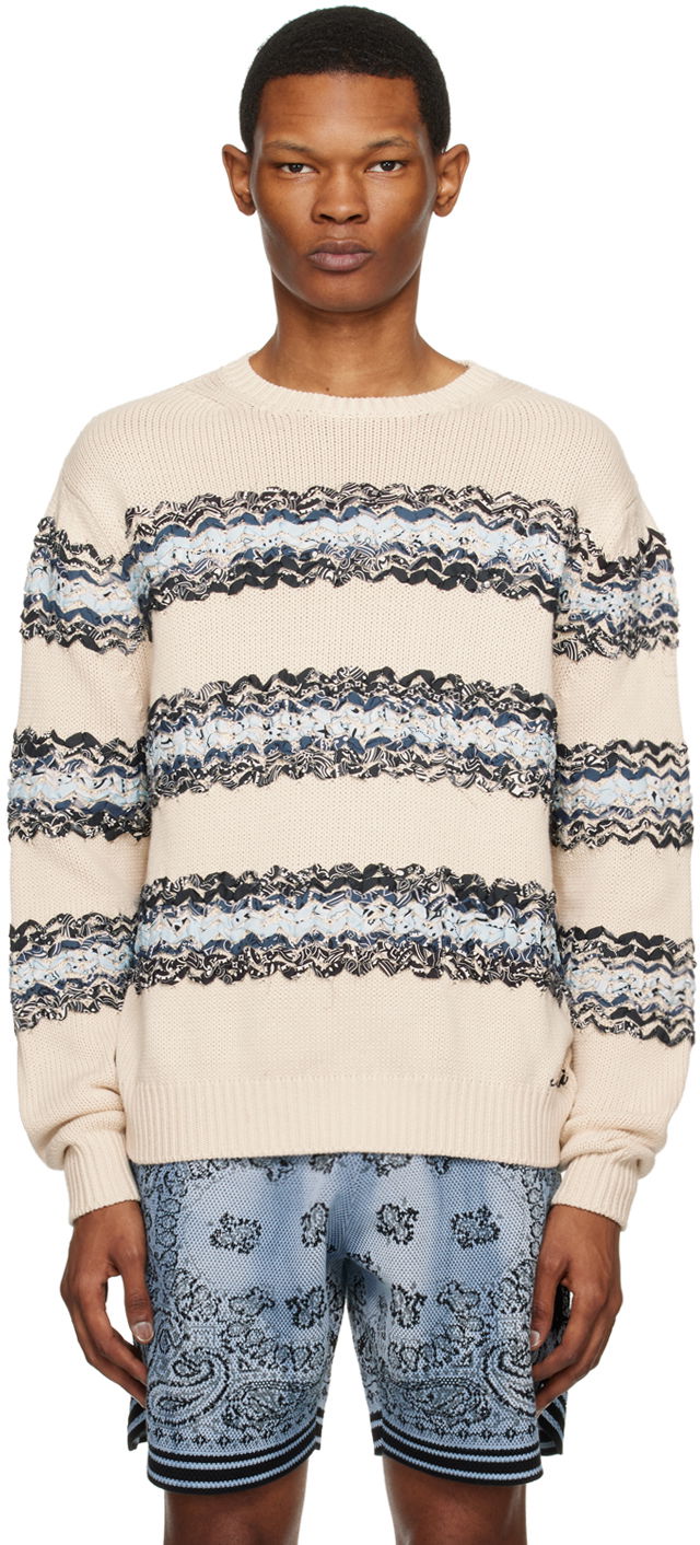Pleteni pulover AMIRI Baja Bandana Knit Sweater Bež | SS23MKL001-368