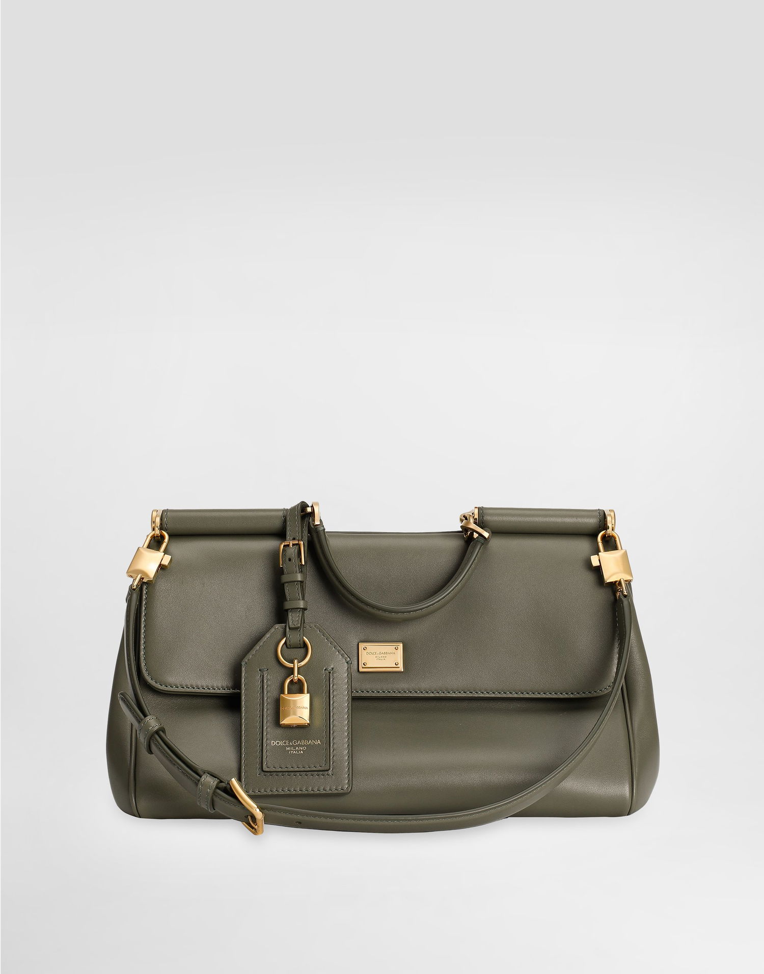 Torbica Dolce & Gabbana Dolce & Gabbana My Sicily Leather Top-Handle Bag with Lock Charm Zelena | BB7782B732180560, 0