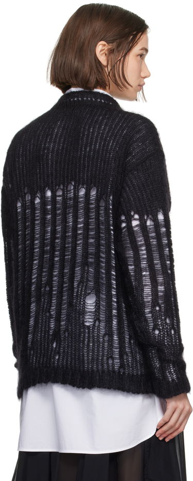 Pleteni pulover Ann Demeulemeester Ann Demeulemeester Rigmor Oversize Distressed Sweater Črna | 2402-W-KN09-KN044-099, 2