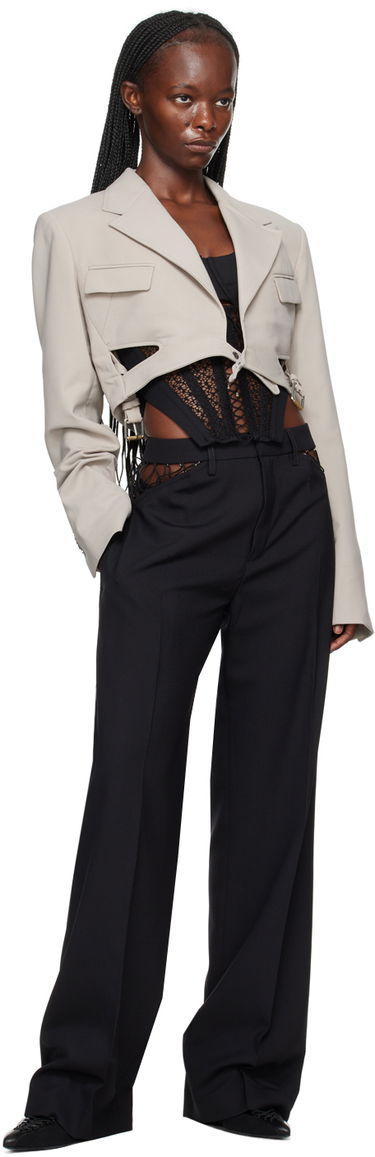 Hlače Dion Lee Picot Detail High-Waisted Trousers Črna | C2151P23, 3