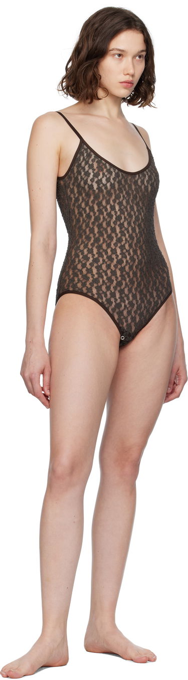 Bodi Baserange Baserange Musial Semi-Sheer Bodysuit Rjava | ONMU-LA-SU25, 3