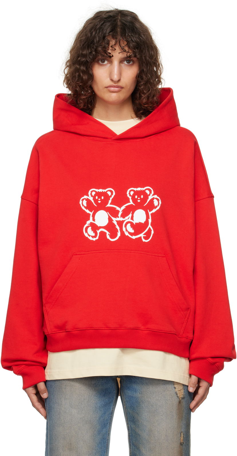 Pulover We11done We11done Teddy Twins Hoodie Rdeča | WD-TH3-24-840-U-RD