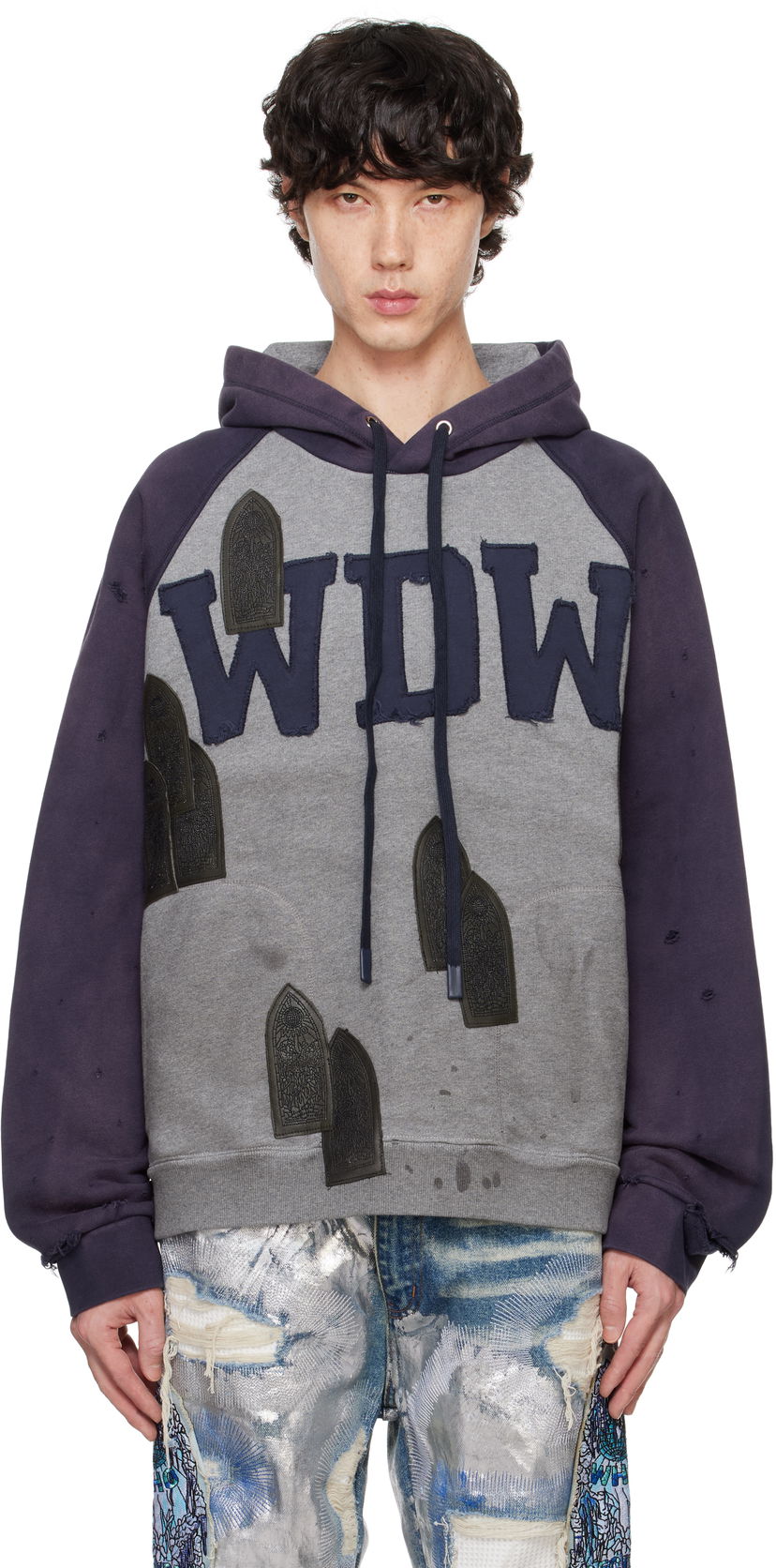 Pulover Who Decides War Faded 'WDW' Hoodie Siva | 1110090021FW24