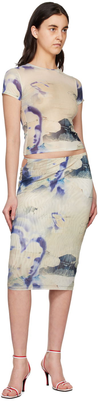 Krila Miaou Miaou Verona Printed Midi Skirt Bež | 4027PM2COR, 3