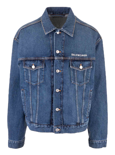 Jakna Balenciaga Logo Denim Jacket Mornarica | 620728TDW146020
