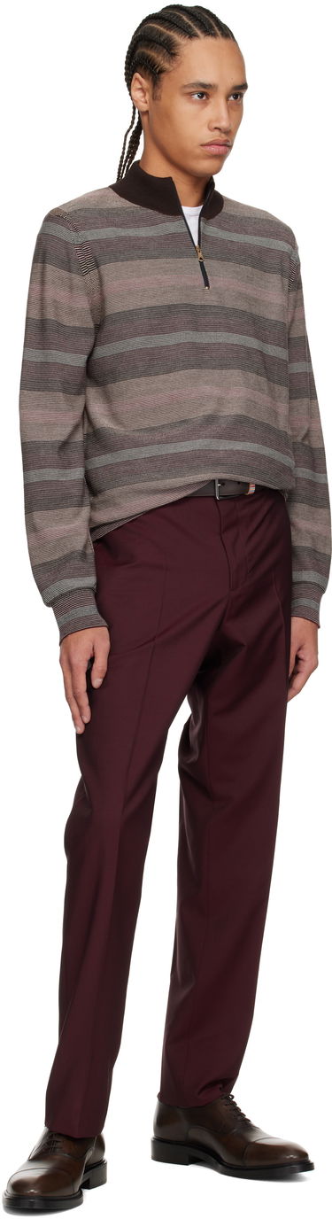 Pleteni pulover Paul Smith Paul Smith Hazy Stripe Zip Sweater Rjava | M1R-254Z-P02590-92, 3