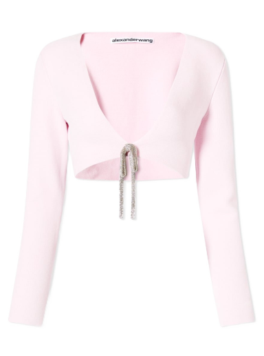 Pleteni pulover Alexander Wang V-Neck Crop Cardigan Roza | 1KC1233033-950