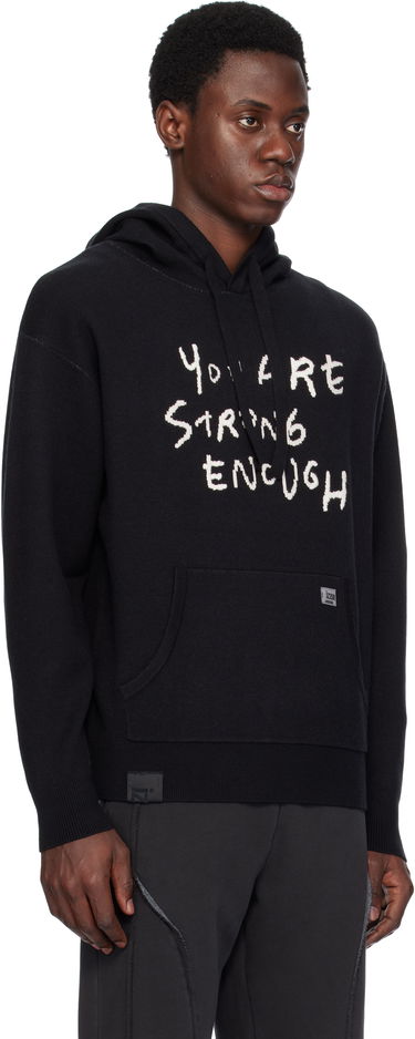 Pulover izzue Slogan Knit Hoodie Črna | IZXKNN4127W4NBKX, 1