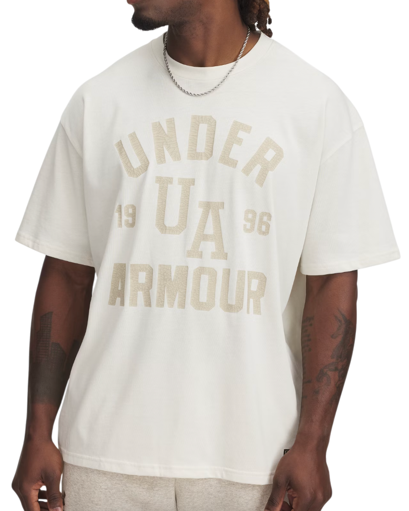 Majica Under Armour Under Armour HW Varsity Oversized T-Shirt Bela | 1390179-279