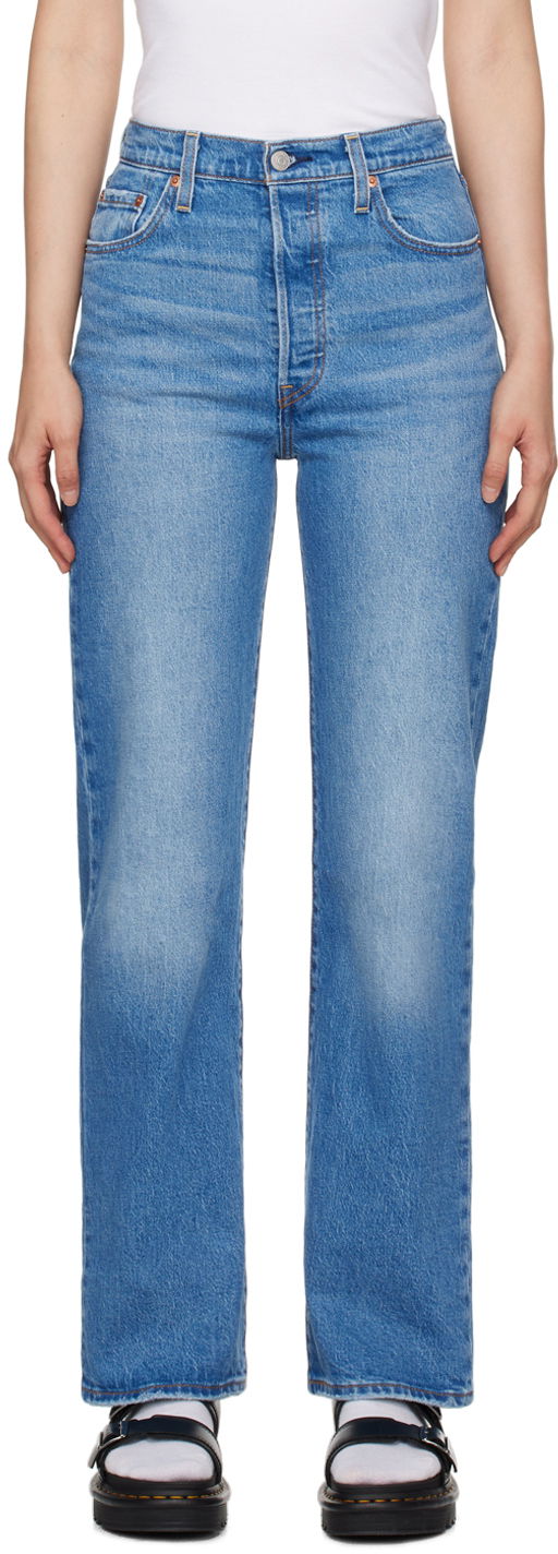 Hlače in kavbojke Levi's Blue Ribcage Full Length Jeans Modra | 79078-0008