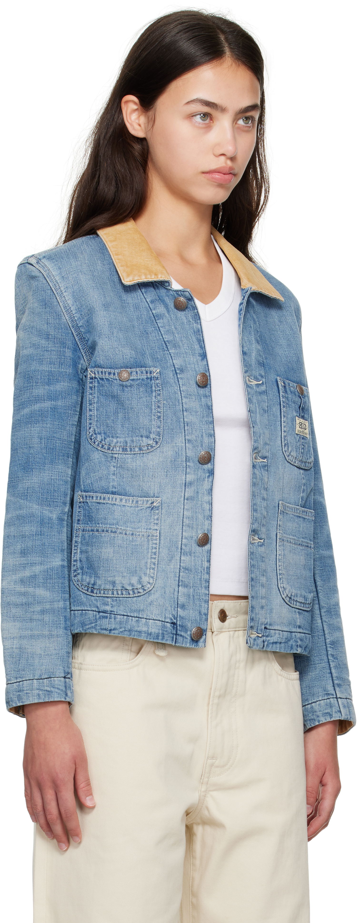 Jakna R13 Cropped Denim Chore Jacket Modra | R13WD183-D346A, 1