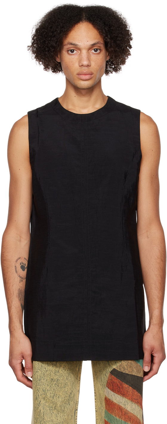 Majica brez rokavov Eckhaus Latta Sleeveless Crewneck Tank Top Črna | 5005-EL-AW22-SB SPORT BLACK