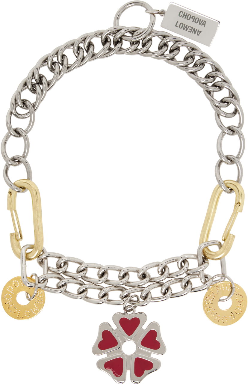 Ogrlica Chopova Lowena Chopova Lowena Double Decker Chain Necklace with Flower Charm Kovinski | 6586