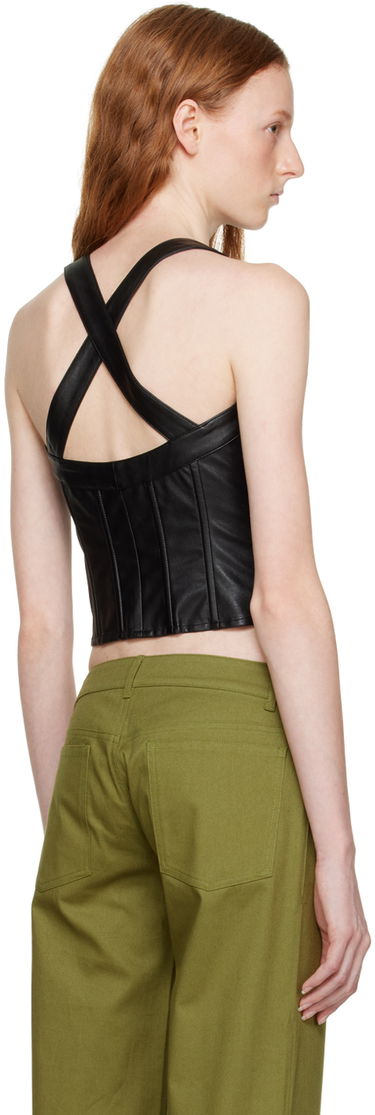 Majica brez rokavov Miaou Miaou Hannah Jewett Edition Valda Faux-Leather Tank Top Črna | 7056PUBLK, 2