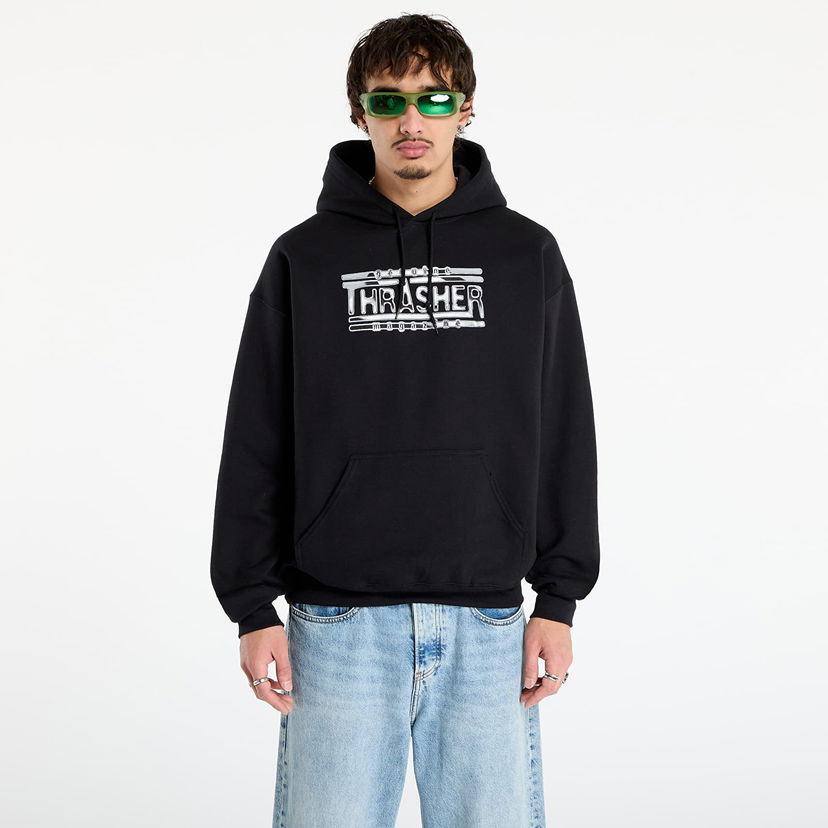 Pulover Thrasher Chrome Genuine Hoodie M Črna | 145763