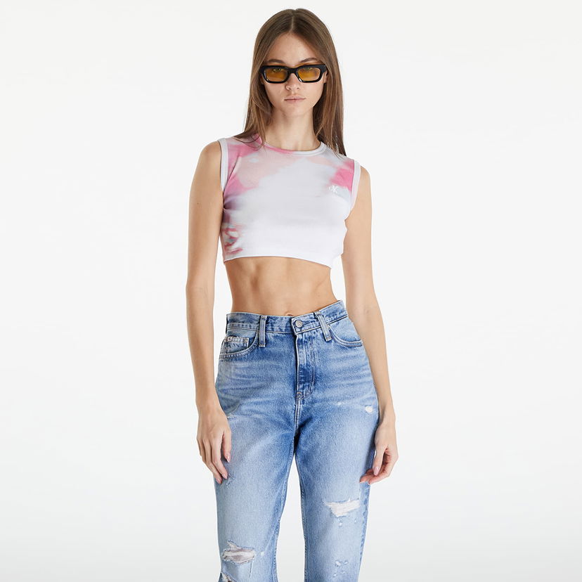 Majica brez rokavov CALVIN KLEIN Cropped Tank Top White Bela | J20J223163 0LA