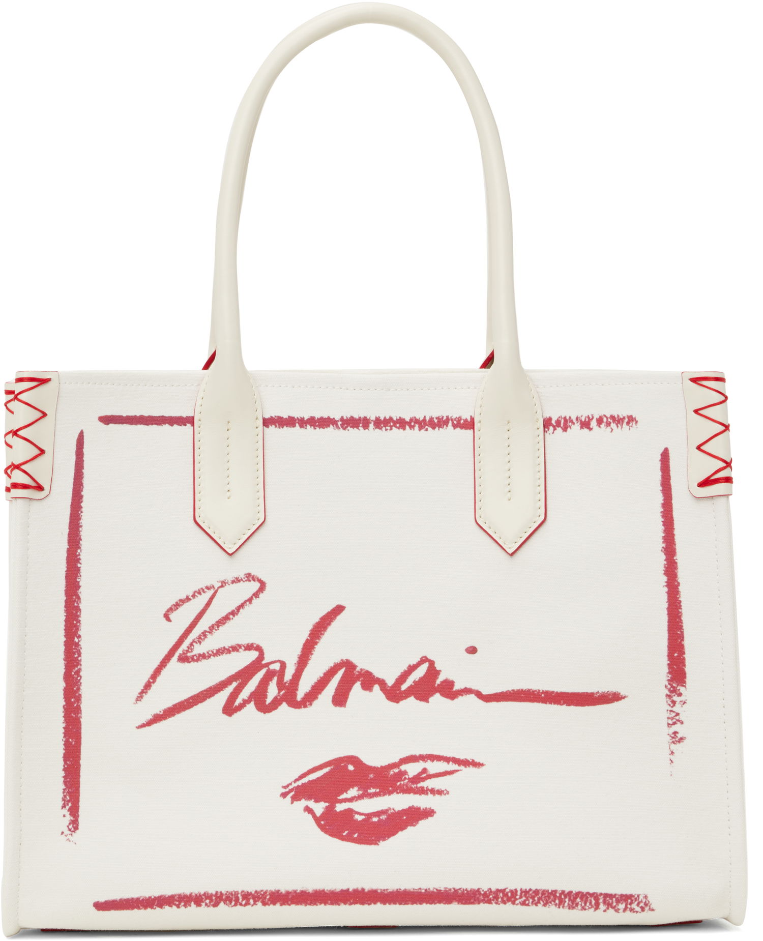 Tote bag Balmain Balmain B-Army Lipstick Print Tote Bag Bela | EN0FF993TLIC, 0