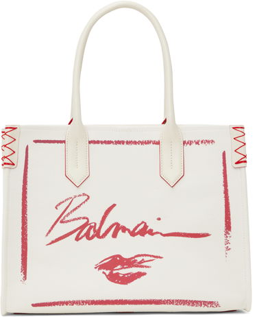 Tote bag Balmain Balmain B-Army Lipstick Print Tote Bag Bela | EN0FF993TLIC, 0