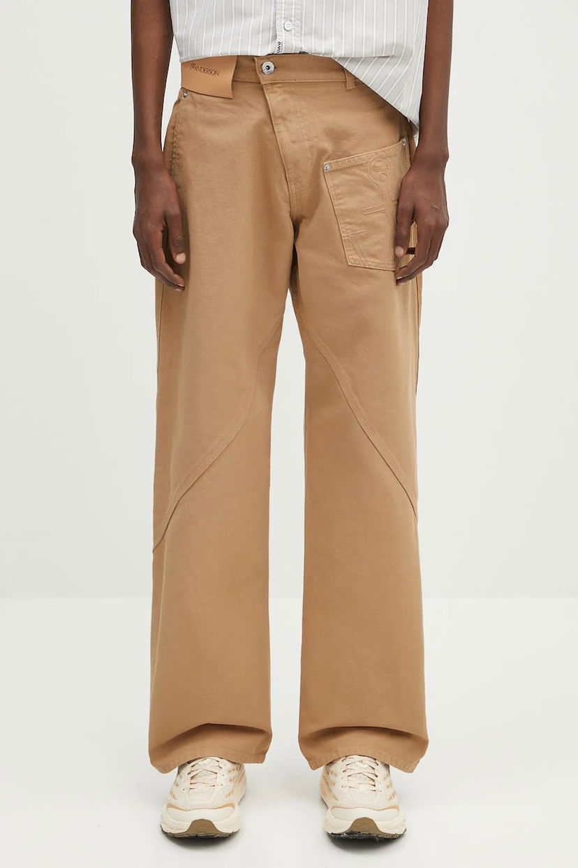 Cargo hlače JW Anderson JW Anderson Twisted Workwear High Waist Wide Leg Pants Bež | TR0405.PG1744.130