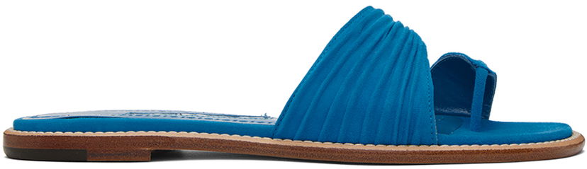 Nega čevljev Manolo Blahnik Manolo Blahnik Tibo Suede Toe-Ring Sandals Modra | 423-1670