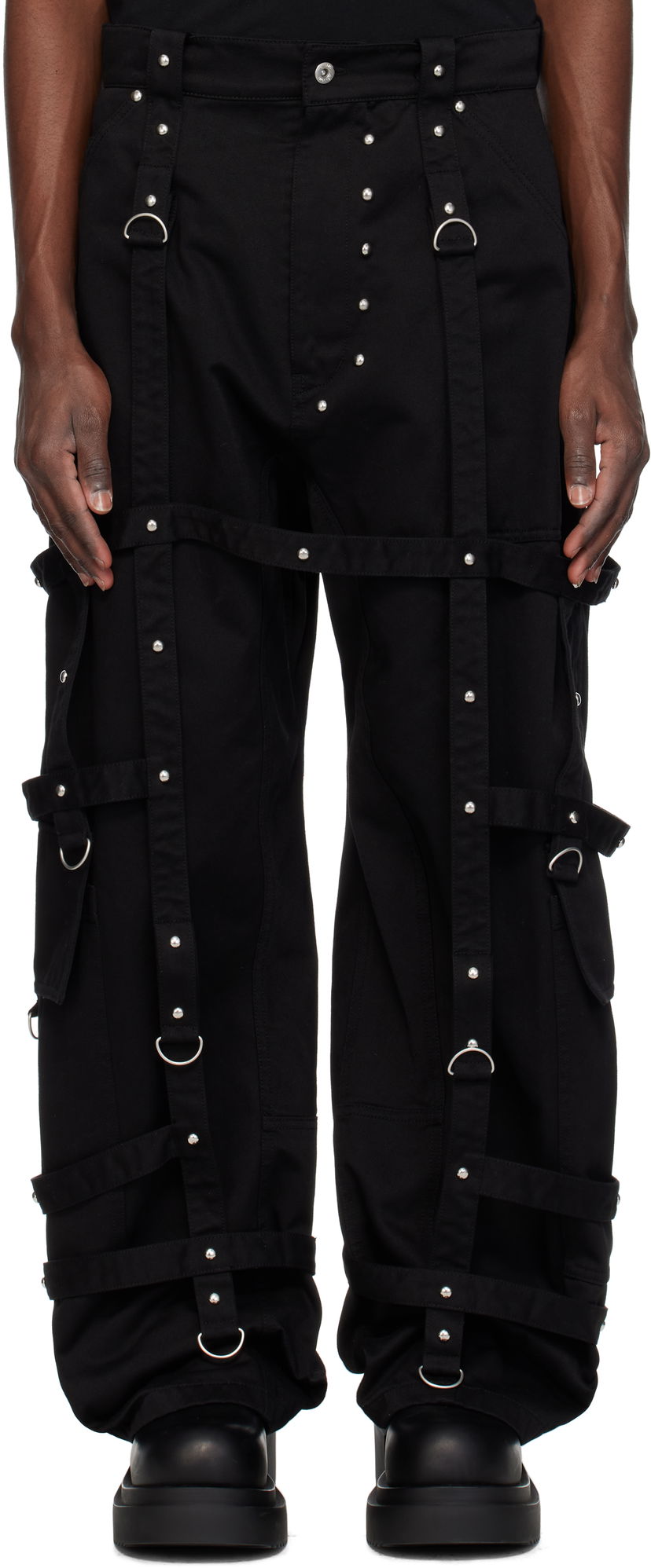 Cargo hlače We11done We11done Strapped Cargo Pants Črna | WD-PT0-25-246-M-BK