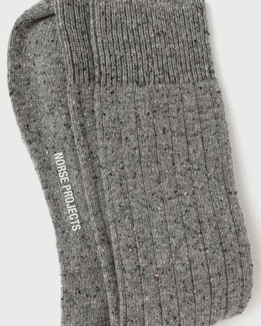Nogavice NORSE PROJECTS Bjarki Neps Wool Rib Sock Siva | N82-0008-1500, 2