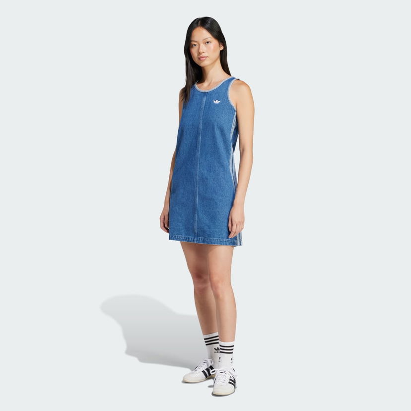 Obleke adidas Performance Adicolor Denim 3-Stripes Tank Dress Modra | JD2580