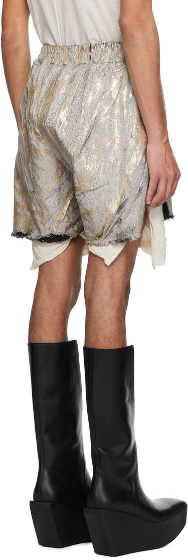 Kratke hlače Rick Owens Rick Owens Hollywood Boxers Cracked Metallic Drawstring Shorts Kovinski | RR01E5306 SGMC, 2