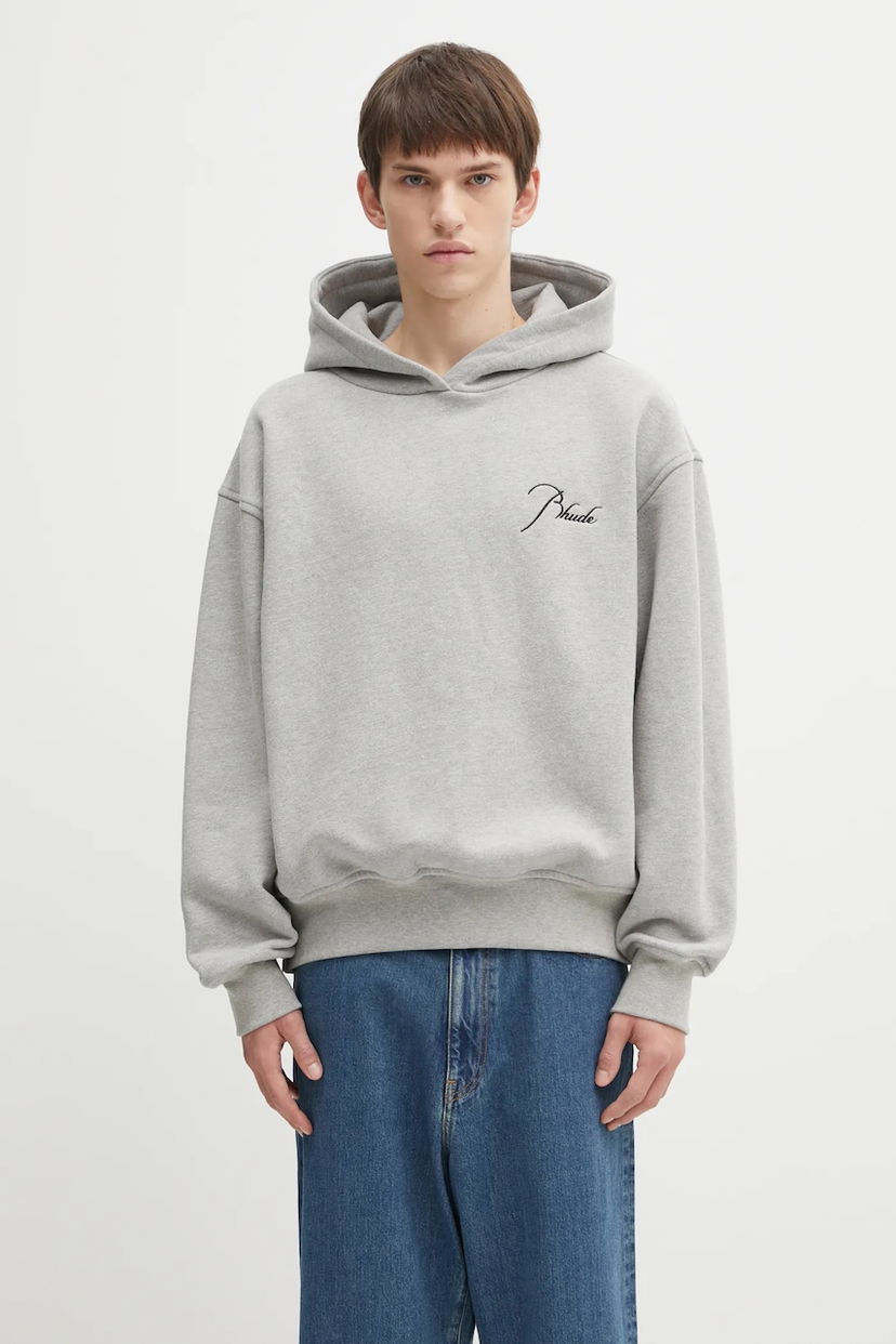 Pulover Rhude Classique Plain Hoodie Siva | RHFW25HO03829